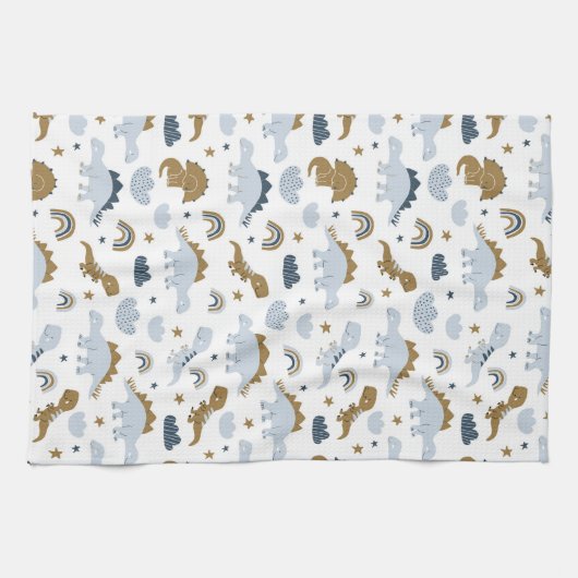Cute Rainbow Dinosaur Pattern Theedoek (Horizontaal)