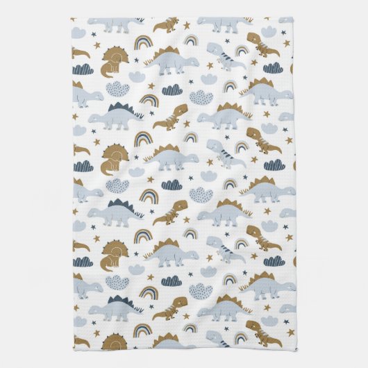 Cute Rainbow Dinosaur Pattern Theedoek (Verticaal)