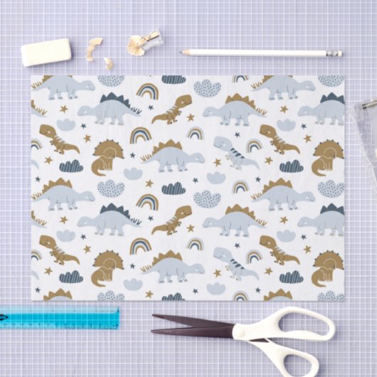 Cute Rainbow Dinosaur Pattern Tissuepapier (Craft)