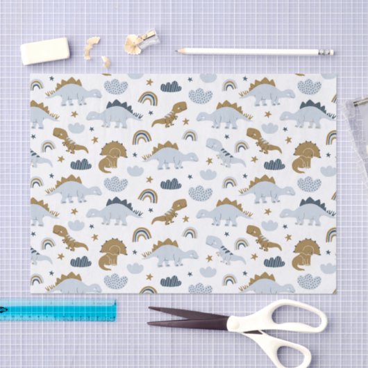 Cute Rainbow Dinosaur Pattern Tissuepapier (Craft)