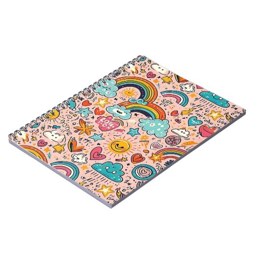 Cute Rainbow Doodle Pattern Notitieboek (Linkerzijde)