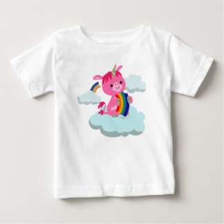 Cute Rainbow Eating Cartoon Unicorn Baby T-Shirt