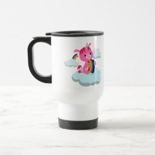 Cute Rainbow Eating Cartoon Unicorn Commuter Mok