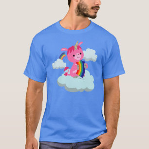 Cute Rainbow Eating Cartoon Unicorn T-Shirt