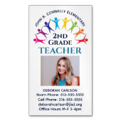 Cute Rainbow Elementary School Docent Educator Magnetisch Visitekaartje (Voorkant Verticaal)