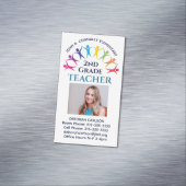 Cute Rainbow Elementary School Docent Educator Magnetisch Visitekaartje (Voorbeeld)
