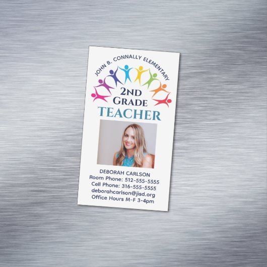 Cute Rainbow Elementary School Docent Educator Magnetisch Visitekaartje (Voorbeeld)