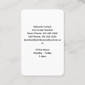Cute Rainbow Elementary School Docent Educator Visitekaartje (Achterkant)