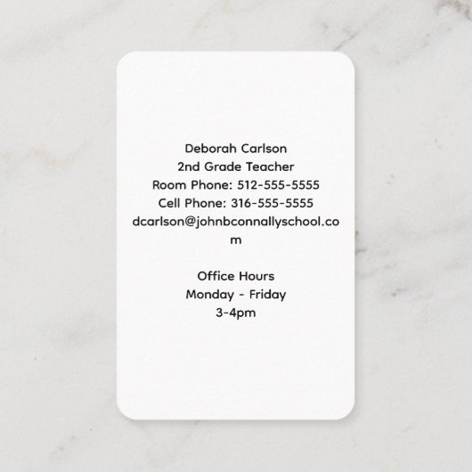 Cute Rainbow Elementary School Docent Educator Visitekaartje (Achterkant)