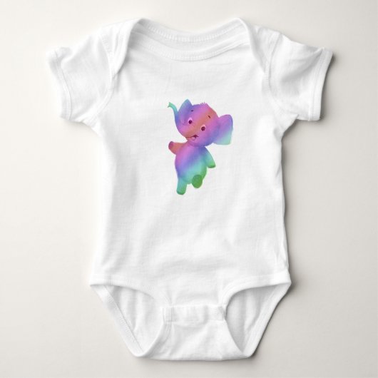 Cute Rainbow Elephant Graphic Toddler Romper (Voorkant)