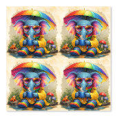 Cute Rainbow Elephant Pattern Wallpaper Behang (Voorkant)