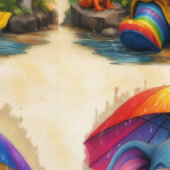 Cute Rainbow Elephant Pattern Wallpaper Behang (Zoom)