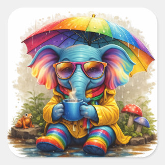 Cute Rainbow Elephant Sticker – Cozy Kawaii