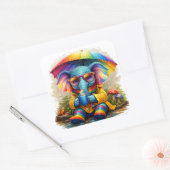 Cute Rainbow Elephant Sticker – Cozy Kawaii (Envelop)