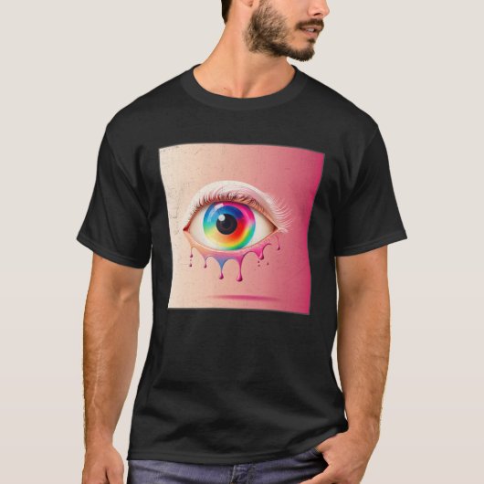 Cute Rainbow Eye Illustration Colorful Tears Uniqu T-shirt (Voorkant)