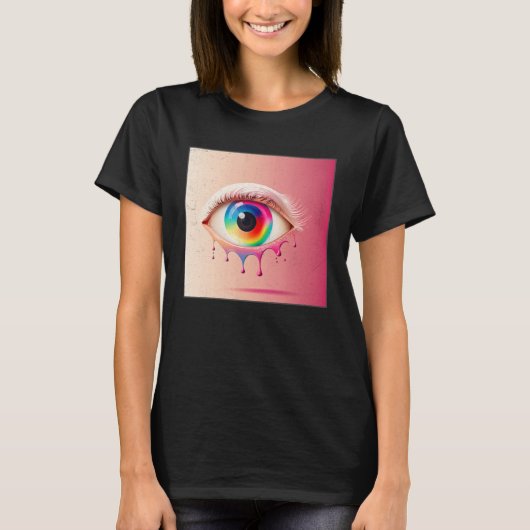 Cute Rainbow Eye Illustration Colorful Tears Uniqu T-shirt (Voorkant)