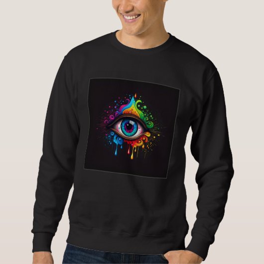 Cute Rainbow Eye Illustration Colorful Tears Uniqu Trui (Voorkant)