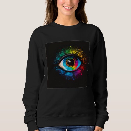 Cute Rainbow Eye Illustration Colorful Tears Uniqu Trui (Voorkant)