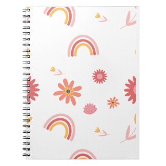 Cute Rainbow & Floral Pastel Pattern Notitieboek