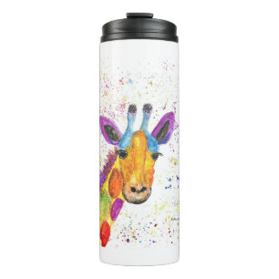 Cute rainbow giraffe waterverf diersafari thermosbeker