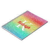 Cute Rainbow Glitter Glitter Ombre' Monogram Notitieboek (Linkerzijde)