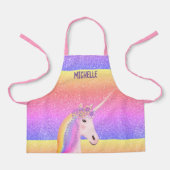 Cute Rainbow Glitter Unicorn Personalized Kinderen Schort (Voorkant)