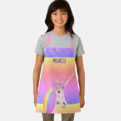 Cute Rainbow Glitter Unicorn Personalized Kinderen Schort (Insitu)