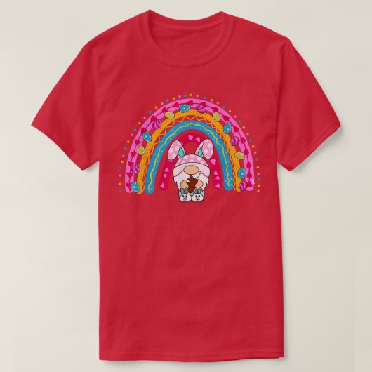 Cute Rainbow Gnome Easter Bunny Gnome Hug Eggs Hap T-shirt (Design voorkant)