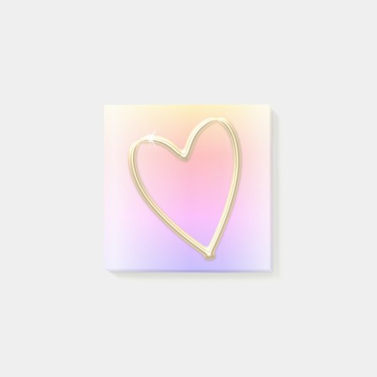 Cute Rainbow Gold Love Heart Post-it® Notes (Voorkant)