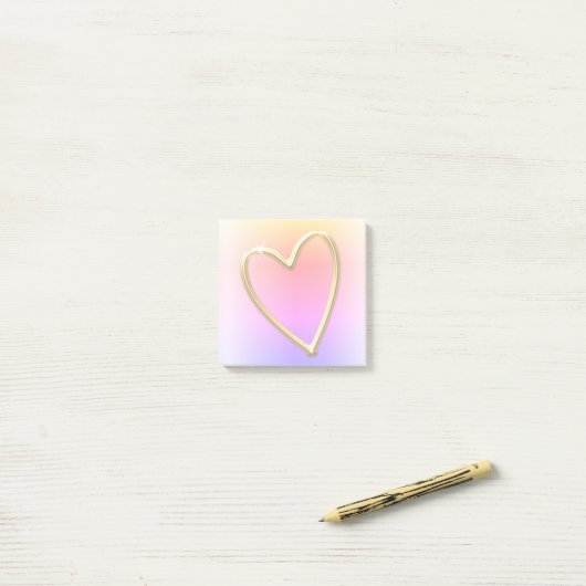 Cute Rainbow Gold Love Heart Post-it® Notes (Op bureau)