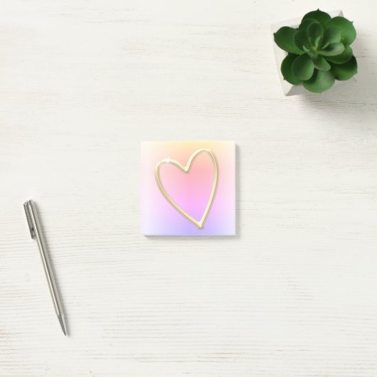 Cute Rainbow Gold Love Heart Post-it® Notes (Kantoor)