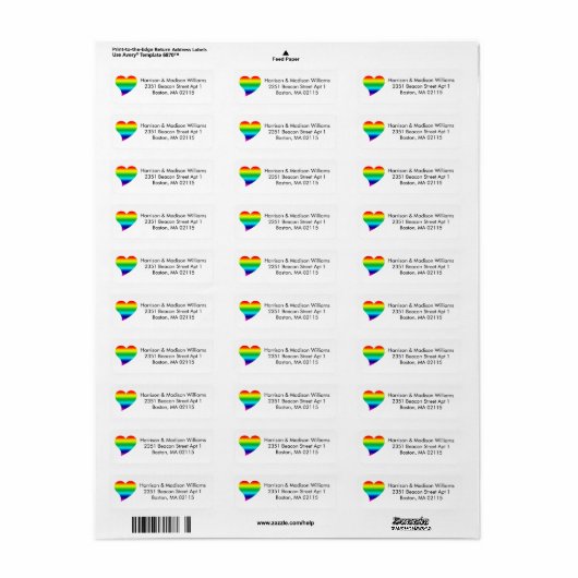 Cute rainbow gradiënt pride hartslag Retour Adres Etiket (Full Sheet)