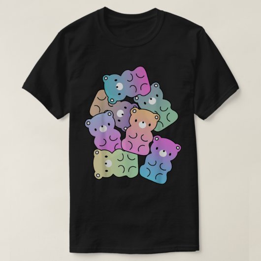 Cute Rainbow Gummy Bear Design Kawaii Aesthetic Te T-shirt (Design voorkant)