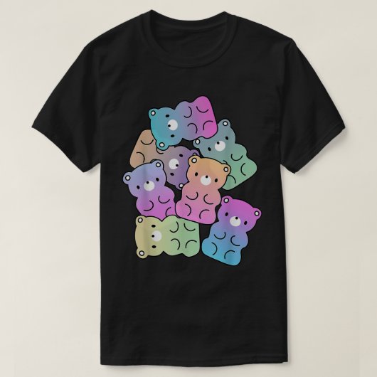 Cute Rainbow Gummy Bear Design Kawaii Aesthetic Te T-shirt (Design voorkant)