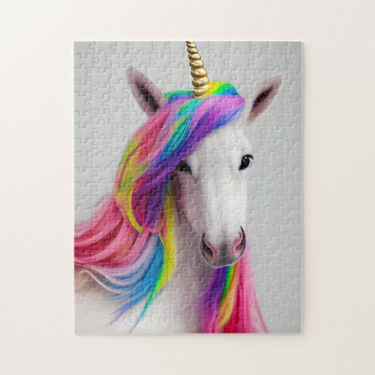 Cute Rainbow Hair Unicorn Jigzaag Puzzle Legpuzzel (Verticaal)