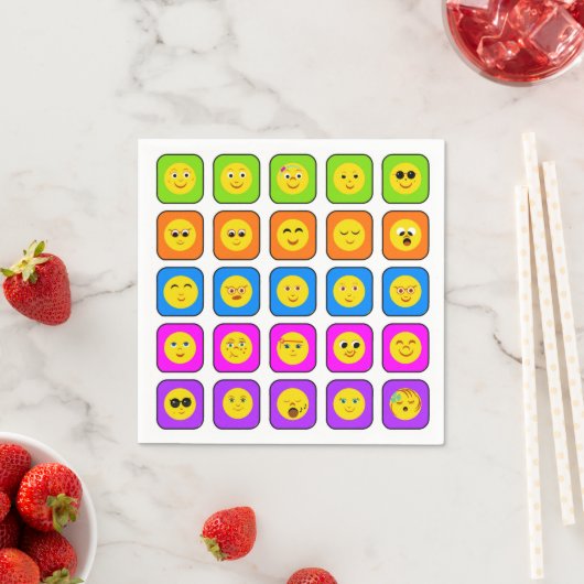 Cute Rainbow Happy Face Emoticons Pattern Servetten (Insitu)