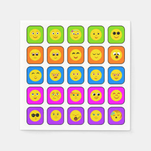 Cute Rainbow Happy Face Emoticons Pattern Servetten