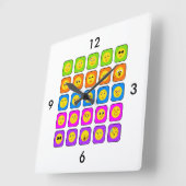Cute Rainbow Happy Face Emoticons Pattern Vierkante Klok (Hoek)