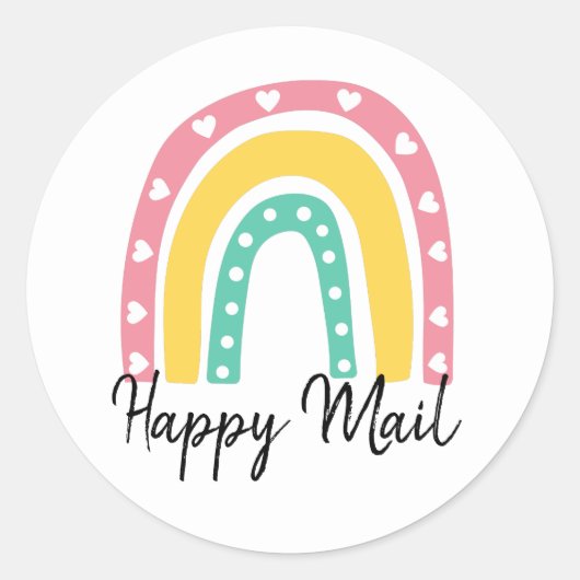 Cute Rainbow Happy Mail Ronde Sticker (Voorkant)