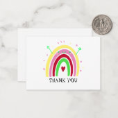 Cute Rainbow Hartelijk dank voor uw kaart Notitiekaartje (Voorkant / Achterkant in situ)