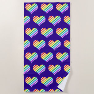 Cute Rainbow Heart Paarse Pride Strandlaken