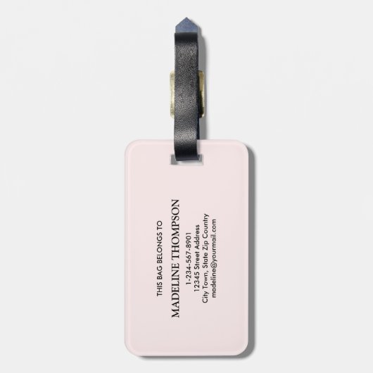 Cute Rainbow Heart Script Monogram Boho Pink Bagagelabel (Achterkant verticaal)