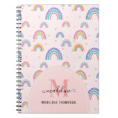 Cute Rainbow Heart Script Monogram Boho Pink Notitieboek (Voorkant)