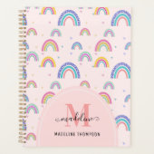 Cute Rainbow Heart Script Monogram Boho Pink Planner (Voorkant)