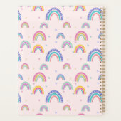 Cute Rainbow Heart Script Monogram Boho Pink Planner (Achterkant)