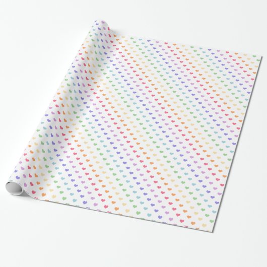 Cute Rainbow Hearts Cadeaupapier (Uitgerold)