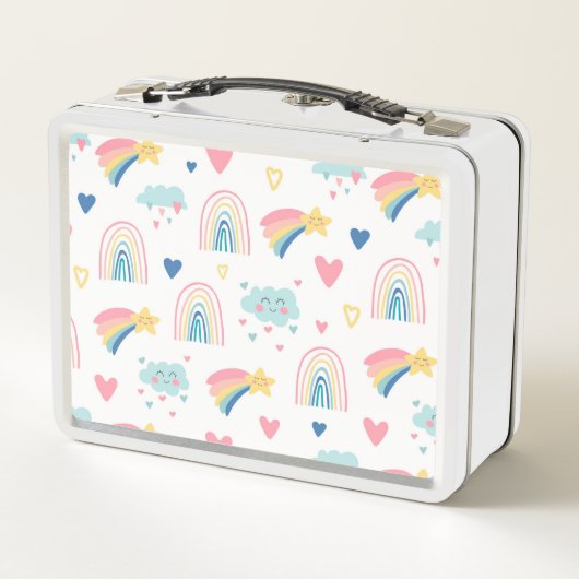 Cute Rainbow Hearts & Clouds Pattern (Achterkant)