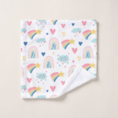 Cute Rainbow Hearts & Clouds Pattern Bad Handdoek (Wasdoekje)