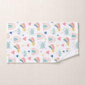 Cute Rainbow Hearts & Clouds Pattern Bad Handdoek (Handdoek)