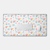 Cute Rainbow Hearts & Clouds Pattern Bureaumat (Keyboard & Muis)